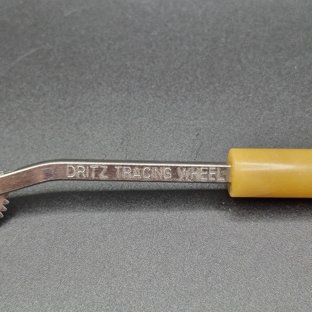 Vintage Dritz Tracing Wheel Sewing Pattern Marker Yellow Bakelite Handle Germany